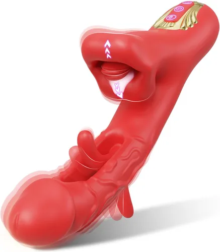Juguetes para adultos, vibrador sexual – Vibrador de lengua rosa juguete sexual con 9 aletas y 9 lamidas y 9 vibraciones para punto G y clítoris,