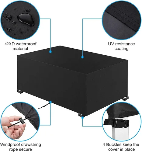 Miniatura 3 de Fundas para muebles de patio al aire libre, 00 fundas impermeables resistentes a la intemperie 420D Oxford, funda rectangular resistente a