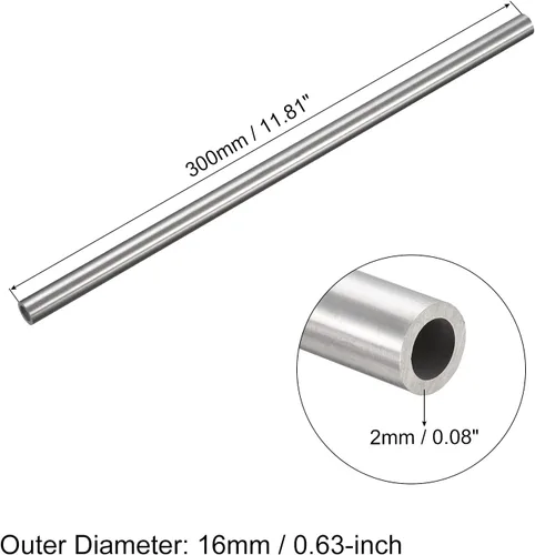 Miniatura 46 de uxcell Tubo de acero inoxidable 304, diámetro exterior de 34 mm x 1,5 mm de espesor de pared, 300 mm de longitud de tubería metálica para maquinaria