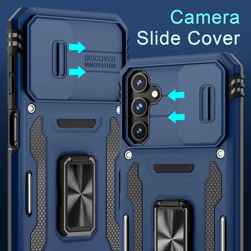 Miniatura 3 de DEERLAMN Funda para Samsung Galaxy A14 5G con Cubierta Deslizante para Cámara + Protector de Pantalla (2 Paquetes), Soporte de Anillo Giratorio