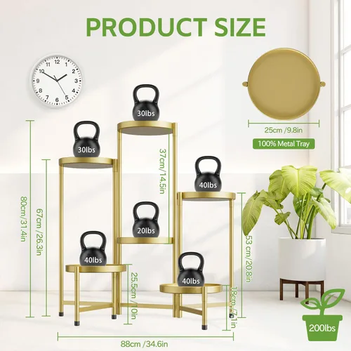 Miniatura 4 de iDavosic.ly Soporte grande para plantas de 6 niveles para interiores, 10 pulgadas de ancho de metal de esquina alta para múltiples plantas, estante