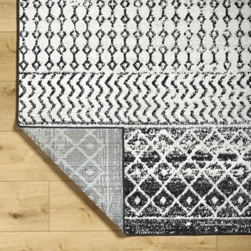 Miniatura 8 de Livabliss Alfombras de Área - Alfombra Chester Boho Marroquí Negra de 2x16 para Sala de Estar y Dormitorio - Alfombra Geométrica Blanca y Gris