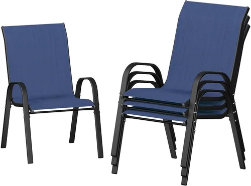 Miniatura 15 de UDPATIO Patio Chairs Set of 2, Stackable Silver Outdoor Dining Chairs with High Back, Breathable Textilene Fabric Outdoor Chair All Weather, for