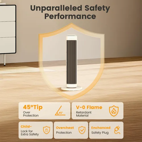 Miniatura 6 de Calentadores de espacio de 25 pulgadas para uso en interiores, habitaciones grandes, calentadores eléctricos para uso en interiores con termostato