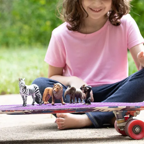 Miniatura 2 de Schleich Wild Life - Juego de 4 figuras de animales de safari con cebra, mono, elefante y león - Figuras realistas de animales africanos para niños