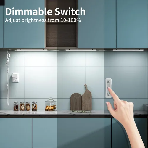 Miniatura 5 de ASOKO Iluminación LED regulable para debajo del armario para cocina, 6 barras de luz LED de 12 pulgadas, luz LED de armario blanca de 4000 K, 12 V
