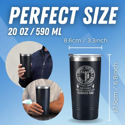 Miniatura 5 de Onebttl Lineman Regalos para hombres – Taza de café de viaje para electricista de 20 onzas