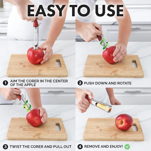 Miniatura 3 de Deshuesador para manzanas de calidad superior - Fácil de usar y duradero deshuesador de corazón de todas las variedades de manzanas, peras, Cherry