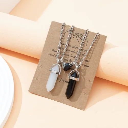 Miniatura 36 de Collar magnético de corazón dividido a juego para parejas, colgante de atracción mutua de cristal, regalo de joyería de amistad para mejores amigos