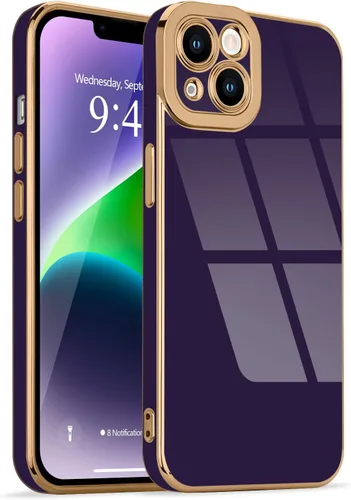Miniatura 71 de Lafunda Diseñada para iPhone 13 Pro, fundas lujosas con chapado lindo para mujeres y niñas, elegante borde dorado, a prueba de golpes, TPU con funda