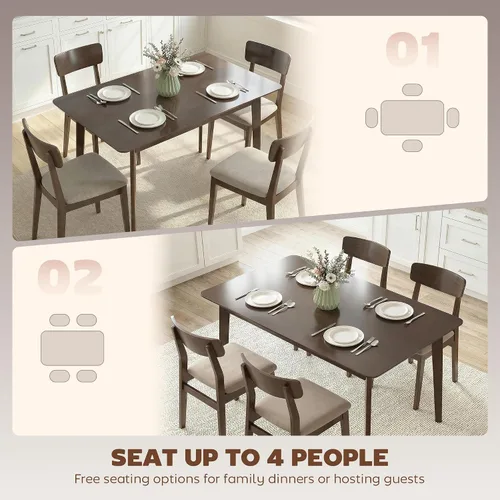 Miniatura 4 de HOMCOM Mesa de comedor moderna de mediados de siglo de 47 pulgadas para 4, mesa de cocina rectangular con acabado de grano de madera, patas cónicas