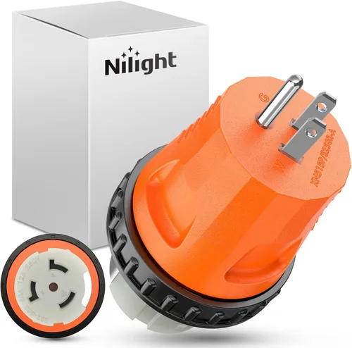 Miniatura 12 de Nilight Adaptador de corriente RV de 30 A a 30 A, enchufe de bloqueo de 4 clavijas, convertidor resistente de 125 voltios L14-30P a TT-30R 30 Amp