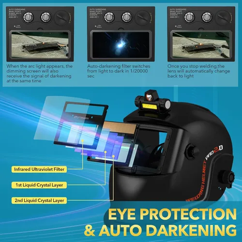 Miniatura 4 de TRQWH Casco de Soldadura con Luz de Color Verdadero Oscurecimiento Automático Cascos de Soldadura para Hombres Alimentado por Energía Solar Capucha