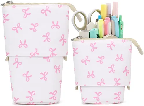 Miniatura 8 de Lindo estuche de pie de lápices para niños, estuche de lápices desplegable, bolsa de maquillaje, regalo de Navidad, estuche de lápices de lona