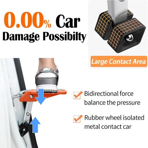 Miniatura 3 de TOOENJOY Gancho universal de 5 ángulos para puerta de coche, pedal plegable, fácil acceso, techo de automóvil, acero y goma con capacidad para hasta
