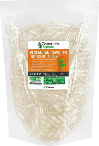 Miniatura 11 de XPRS Nutra Cápsulas veganas vacías de tamaño 0 – 100 cápsulas vegetales transparentes para aceite esencial – Tapas de verduras vacías – El relleno