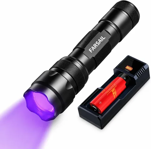 Linterna de luz negra UV, luz negra ultravioleta LED de 395 nm para detección de manchas de orina de mascotas, detector de luz UV portátil para
