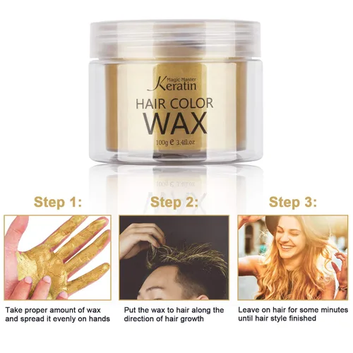 Miniatura 4 de Cera temporal para el cabello, color rubio dorado, cera de pintura de tinte para el cabello de Magic Master Keratin natural, lavable y temporal