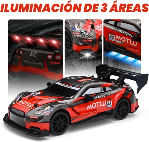 Miniatura 4 de Coche de deriva a control remoto a escala 1:24 para niños, 2.4 GHz, 20 KM/H, 4WD, autos RC de alta velocidad con luz LED, dos baterías y neumáticos