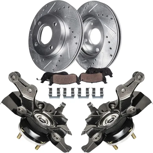Miniatura 38 de Detroit Axle - Kit de freno trasero para Honda Civic CRX Prelude Acura Integra Rotores de freno perforados y ranurados Pastillas de freno