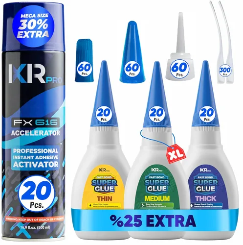 Miniatura 18 de CA Glue con Kit Activador 1.75 oz Pegamento de Cianoacrilato de Viscosidad Media 16.9 oz Spray Activador SuperGlue de Alta Resistencia para Rellenar