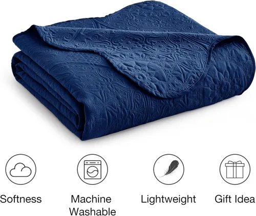 Miniatura 74 de MOONLIGHT20015 Edredón tamaño King (106 x 96 pulgadas) con 2 fundas de almohada (20 x 36 + 2 pulgadas) para todas las estaciones, juego de cama Azul