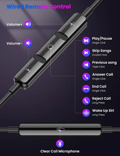 Miniatura 7 de iMangoo Diseño para auriculares con cable certificados MFi de Apple para audífonos Lightning, auriculares de alambre magnético con cable