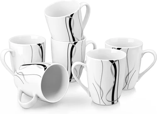 Miniatura 11 de Juego de 6 Tazas de Café VEWEET, Juego de Tazas de 11 onzas con Asa, Juego de Tazas Florales de Cerámica para Cocina, Apto para Microondas y Annie