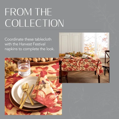 Miniatura 5 de Elrene Home Fashions Mantel Estampado Festival de Cosecha de Otoño, 52" x 70", Oblongo