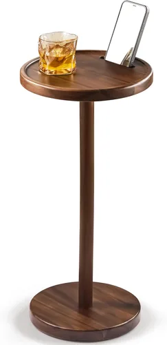 Miniatura 11 de BLUEWEST Mesa de bebidas, mesa auxiliar compacta de 22 pulgadas de alto con ranura para teléfono y base con peso, mesa de pedestal duradera como