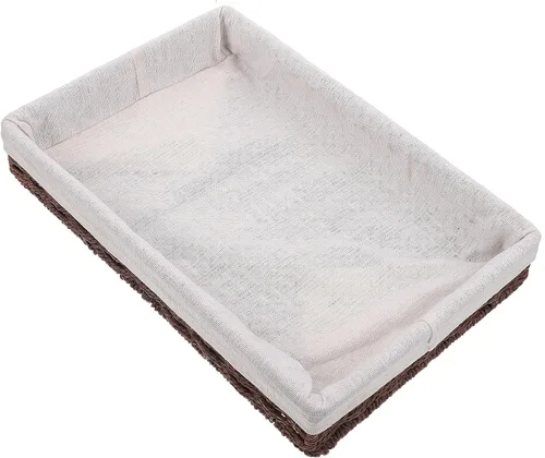 STOBAZA Cestas de almacenamiento de mimbre, cestas de mimbre de cuerda de papel tejidas a mano, pequeñas cestas rectangulares para organización,