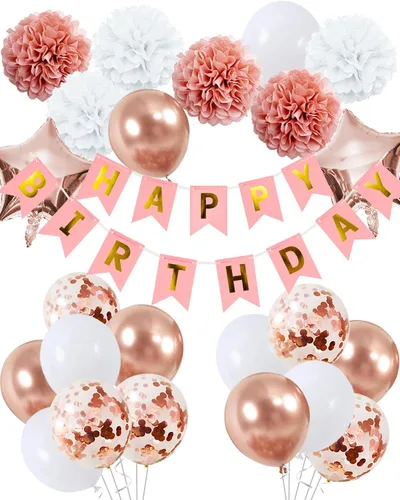 Miniatura 9 de Decoraciones de cumpleaños para niñas púrpura y plata Lavanda fiesta decoración Kit para ella mujer incluyendo feliz cumpleaños Banner pompón flor