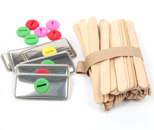 Miniatura 9 de Juego de 6 moldes y estantes de acero inoxidable para paletas – Máquina casera de golosinas de hielo con 50 palos de madera y 6 sellos de silicona