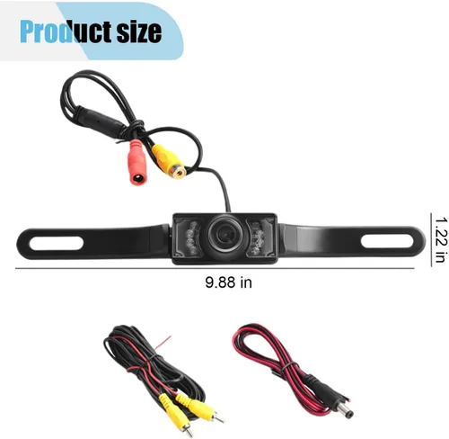 Miniatura 2 de Cámara de respaldo para matrícula de automóvil, cámara de visión trasera gran angular de 170 grados, 8 luces LED infrarrojas, cámara de visión