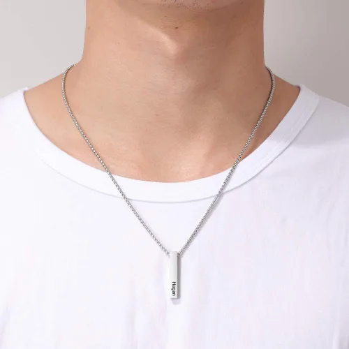 Miniatura 7 de Lam Hub Fong Collar de barra con nombre personalizado para hombre, collar de cruz personalizado con inicial para padre, hermano, regalos del día