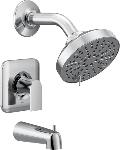 Miniatura 14 de Moen Genta LX Negro Mate Juego de Ducha Moderno con Equilibrio de Presión con Cabezal de Ducha, Manija de Palanca y Caño de Bañera, Requiere Válvula