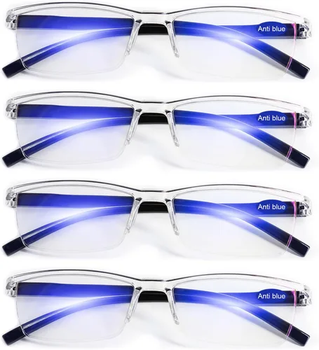 Miniatura 8 de Paquete de 4 lentes de lectura negros 1.0 para hombres y mujeres, con bloqueo de luz azul, lectores de computadora 1.0 1.25 1.5 1.75 2.0 2.25 2.5
