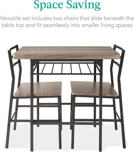 Miniatura 3 de Best Choice Products Juego de comedor moderno de 3 piezas, comedor que ahorra espacio para cocina, comedor, espacio pequeño con marco de acero, Gris