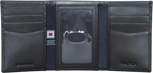 Miniatura 2 de Nautica Men's Trifold Wallet RFID Blocking Protection ID Window Card Slots Genuine Leather Durable