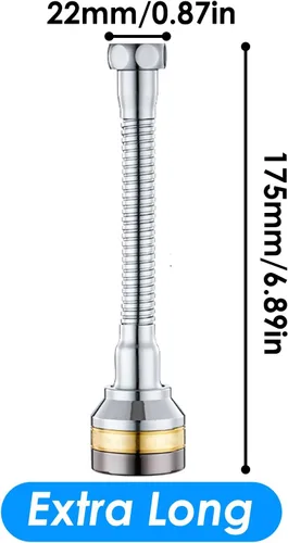 Miniatura 2 de Accesorio rociador de grifo, cabezal rociador giratorio de 360 grados a prueba de salpicaduras de metal para cocina doméstica (longitud extendida)