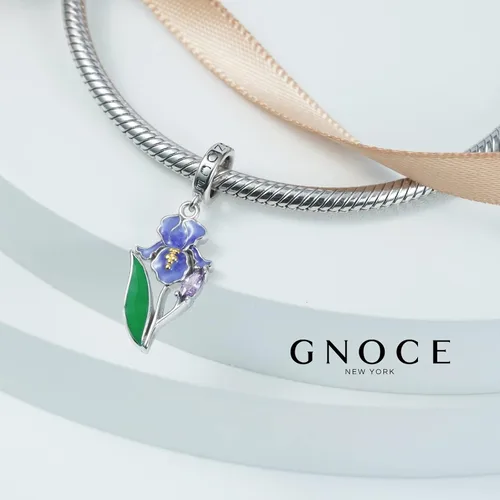 Miniatura 7 de GNOCE Dijes de girasol de plata de ley 925 con diseño de flor de iris púrpura para pulserascollar, regalo de joyería para mujeres, niñas, esposa