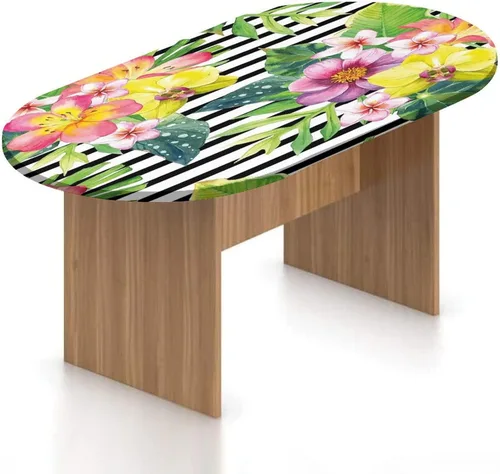 Miniatura 9 de Mantel ovalado ajustable para mesa de patio, de poliéster elástico floral, bonito mantel con estampado romántico retro de flores de primavera, se
