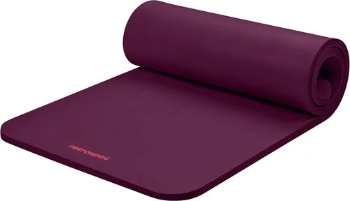 Retrospec Solana - Tapete de yoga de 1 pulgada de grosor con correa de nailon, unisex, antideslizante, para yoga, pilates, estiramiento, ejercicios
