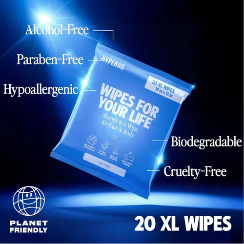 Miniatura 5 de HyperGo Toallitas corporales XL para mujeres y hombres – Toallitas limpiadoras de cuerpo completo sin enjuague de 12 x 12 pulgadas, 2 – 20 paquetes