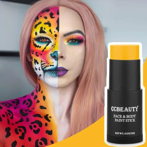 Miniatura 3 de CCbeauty Barra de pintura facial amarilla, kit de pintura facial, base de maquillaje SFX de cobertura completa, pintura corporal profesional