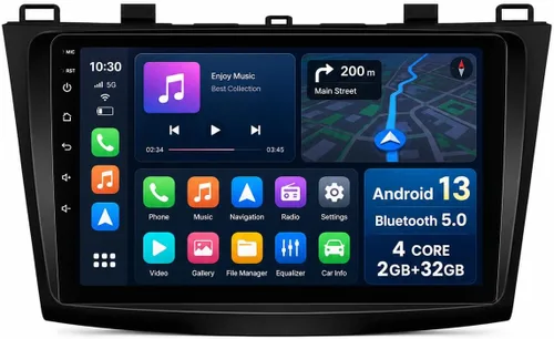 Radio estéreo de coche para Mazda 3 2010 2011 2012 2013-9 pulgadas (1280 x 800) pantalla táctil con Carplay inalámbrico y Android Auto GPS WiFi