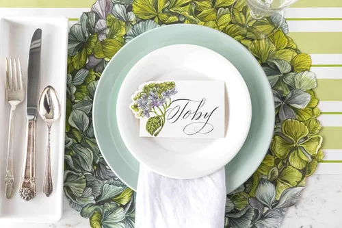 Miniatura 4 de Hydrangea - Manteles individuales redondos de papel, manteles individuales desechables para mesa de comedor para la temporada de primavera y verano
