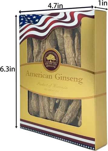 Miniatura 2 de Raíz de ginseng cultivada de Wisconsin Americana Seleccionada a mano de 4 onzas = 113 gm/caja Rama grande larga y grande Caja cultivada