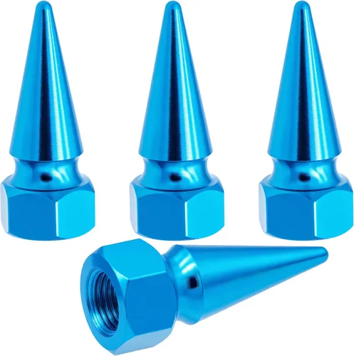 Miniatura 24 de 4 piezas de tapas de válvula de rueda con forma de punta, tapa de aire de aluminio para automóviles, cubiertas universales de válvula de rueda a