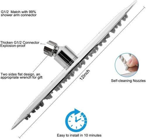 Miniatura 2 de NearMoon Cabezal de ducha de lluvia, diseño ultrafino - aumento de presión, experiencia impresionante, cabezal de lluvia de acero inoxidable de alto